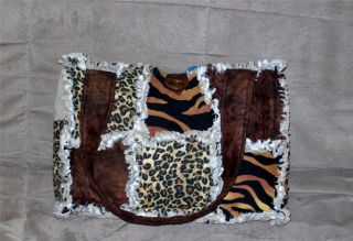 Jungle Zebra Leopard Cheetah Brown Tan Orange Rag Quilt Diaper Bag Tote Purse