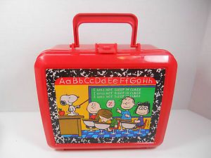 Vintage Plastic Peanuts Snoopy ABC's Aladdin Lunch Box Classroom Retro Decor