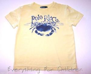 Boys Polo Ralph Lauren Shirt 24M 24 MO Yellow Nautical Crab Logo T 18 24 Top s S