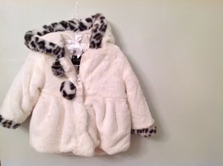 New Rothschild Offwhite Leopard Baby Girls Fur Coat Outerwear Size 12 Months