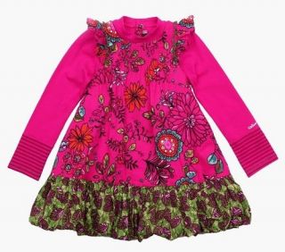 Catimini Girls Long Sleeve Dark Pink Dress 2 5A