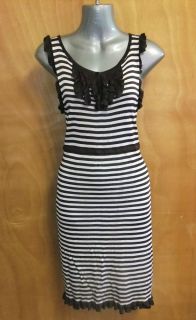 Womens Sexy Striped Sheer Mesh Ruffle Dress by BEBE Size s 202