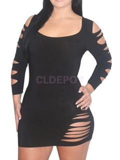 Women's Sexy Hot Large Plus Size Hollow Out Dress Slashed Clubwear Stripper 3XL