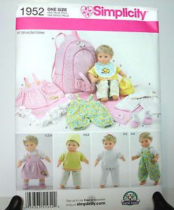 New Uncut Simplicity Baby Doll Clothes Pattern 1952 Fits 15" American Baby Dolls