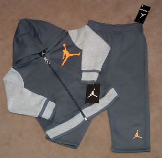 New Nike Air Jordan Jumpman Grey Toddler Hoodie sweat Suit Pants Jacket 24 Mths