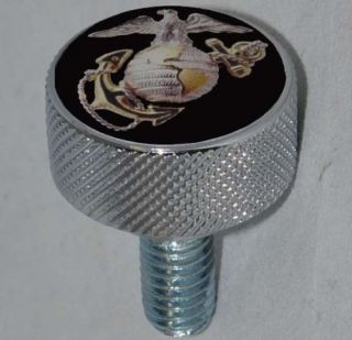 Chrome Billet "Marine Corps" Knurled Bolt for Harley Mounting Seat to Fender