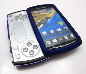 Blue Rubberized Hard Case Cover Sony Ericsson Xperia Play Phone Accessory