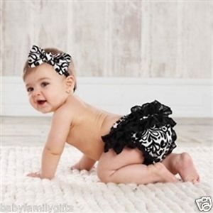 Mud Pie Diva Collection Baby Girl Black White Damask Bloomers 0 6M 167241