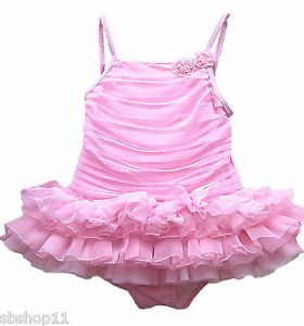 Authentic Toddler Girls Ballerina Tutu One Piece Pink Swimsuits Size 2T 6X