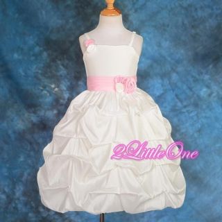 Ivory Wedding Flower Girl Pageant Pick Up Bubble Dress Party Formal Sz 3 4T 125