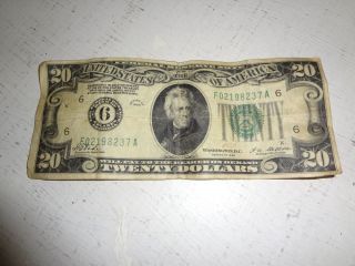 1928 6 Gold $20 Dollar Bill Old Paper Money US Currency Bank Note Atlanta Cash