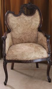 Gorgeous Sturdy Reupholstered Gold on Gold Victorian Chair
