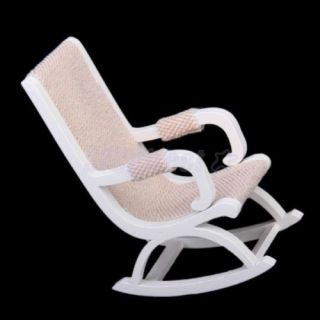 Khaki Miniature Wooden Rocking Chair with Cushion Cute Model for 1 12 Dollhouse