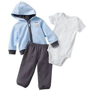 Carters 9 12 24 Months Baby Boy Clothes 3 Piece Cardigan Set Blue 100 Cotton