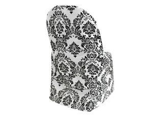 50 Black White Damask Flocking Folding Chair Covers Wedding Ceremony Decorations
