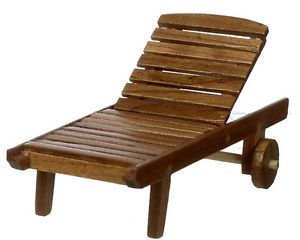 Doll House Mini Pecan Lounge Outdoor Garden Beach Chair 1 24 Scale