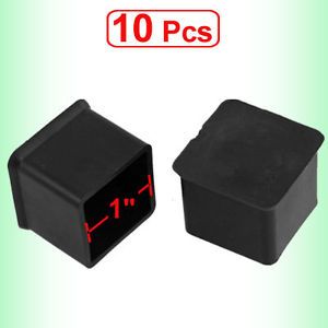 Chair Table Square Leg Black Rubber Foot Covers 25mm x 25mm 10pcs