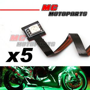 5 Pcs Green Mini Tiny SMD LED 5050 12V Strip Lights for Honda Motorcycle