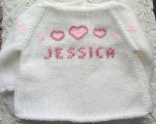 Boutique Personalized Gift Any Name Hand Knitted Baby Girl Boy Sweater Cardigan