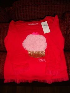 Baby Gap Girl's Valentine's Day Cupcake L s Top Tee T Shirt Size 2T