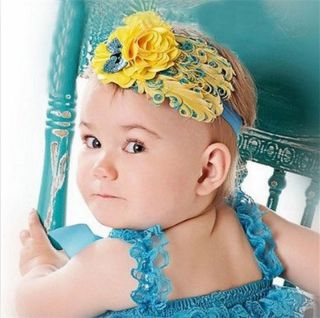 Baby Girl Infant Toddler Headband Feather Flower Headwear Hair Band 0282D Hot