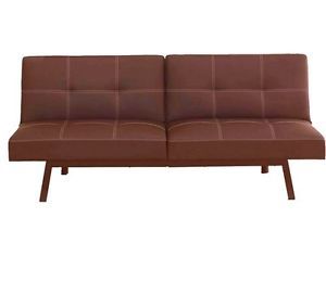 Ameriwood Delaney Back Futon Brown Faux Leather Couch Sofa Chair Convertible New