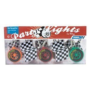 RV camper Checkered Flag Racing Tire Awning Lights 4 Dirt Race Car Motorhome