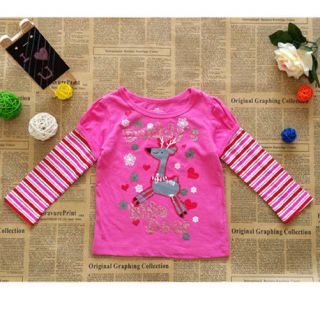 Baby Kids Infant Toddler Girl Hot Pink Christmas Deer T Shirt 12M 5T 152