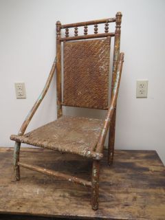 Antique Mission Style Arts Crafts Bentwood Childs Chair Wicker Cane Rattan