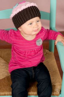 Girls Crochet Baby Beanie Cupcake Strawberry Hat Fruit 0 6 Months Pink Brown