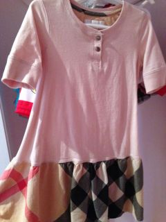 Authentic Burberry Girls Check Cotton Dress Long Sleeve Retail $175
