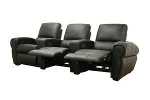 3 Black Home Theater Seating Recliner Chair Movie Seats Recline Chairs