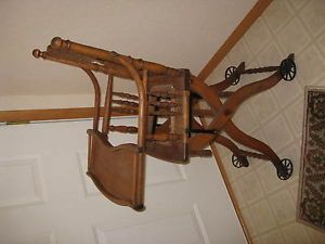 Wood Baby High Chair Stroller Antique