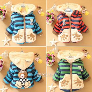2014 Boy Girl Kid Jacket Baby Teddy Bear Hoodie Fleece Coat Outerwear 1 3T FT191