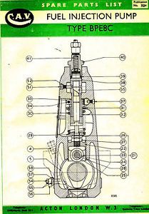CAV Fuel Injection Pump BPE8C Parts Manual