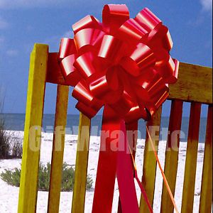 6 Red 8" Pull Bows Wedding Pew Chair Decorations Balloon Stuffers Gift Baskets