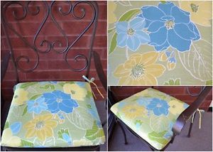 6 19" Patio Outdoor Dining Chair Seat Cushion Green Blue Yellow Floral