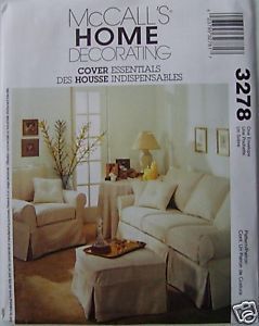 McCalls Sewing Pattern 3278 Slipcovers Sofa Chair Ottoman New