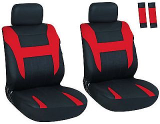 8 Piece Red and Black Front Car Seat Cover Set Bucket Chairs with Belt Pads