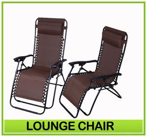 2set Lounge Chairs Zero Gravity Folding Recliner Outdoor Patio Pool Garden Brown