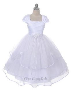 New White Flower Girls Dress First Communion Fancy Easter Christmas Party M304