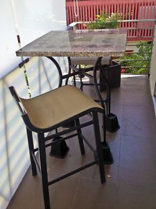 Marble Bistro Patio Table Set by Sun Isle Now Casual Home 29" w 2 Chairs
