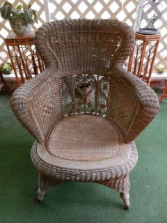 Large Ornate Antique Heywood Wakefield Victorian Edwardian Wicker Chair C 1900