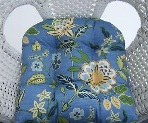 Wicker Chair Cushion Blue Yellow Green Floral Outdoor
