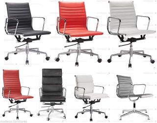 Eames Office Chair Low High Back Ribbed Soft Pad Red Black White Leather