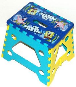 Portable Kids Folding Camping Step Stool Plastic Chair Sponge Bob