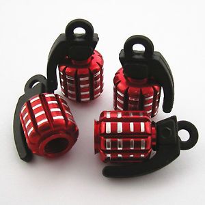 Red Grenades Bomb Wheel Tyre Tire Valve Stems Air Dust Covers Caps for Porsche