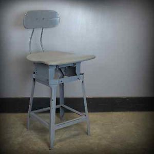 Vintage Industrial Steel Wood Shop Stool Tall Chair Drafting Machinist Chair
