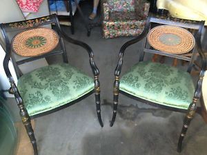 Antique Regency Style Dining Room Chairs Pair