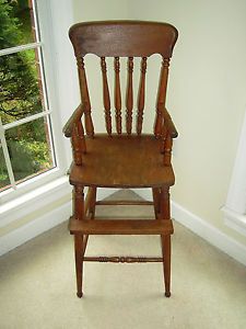 Antique Vintage Wooden Child Baby High Chair